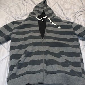 Mens dc hoodie black and grey stripes size sleeve